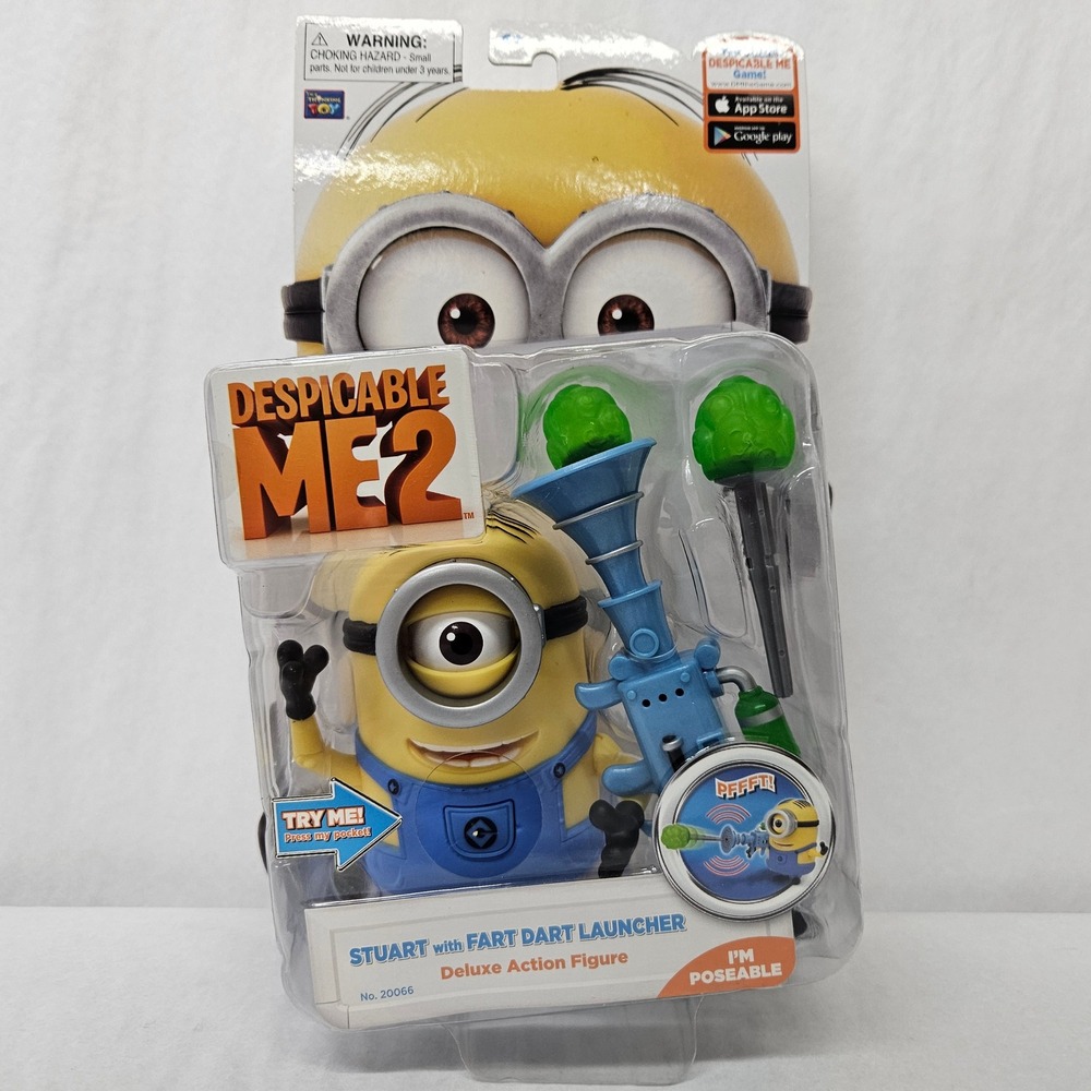 Thinkway Despicable Me 2 Stuart with Fart Dart Launcher Action Figure 20066‎ NEW
